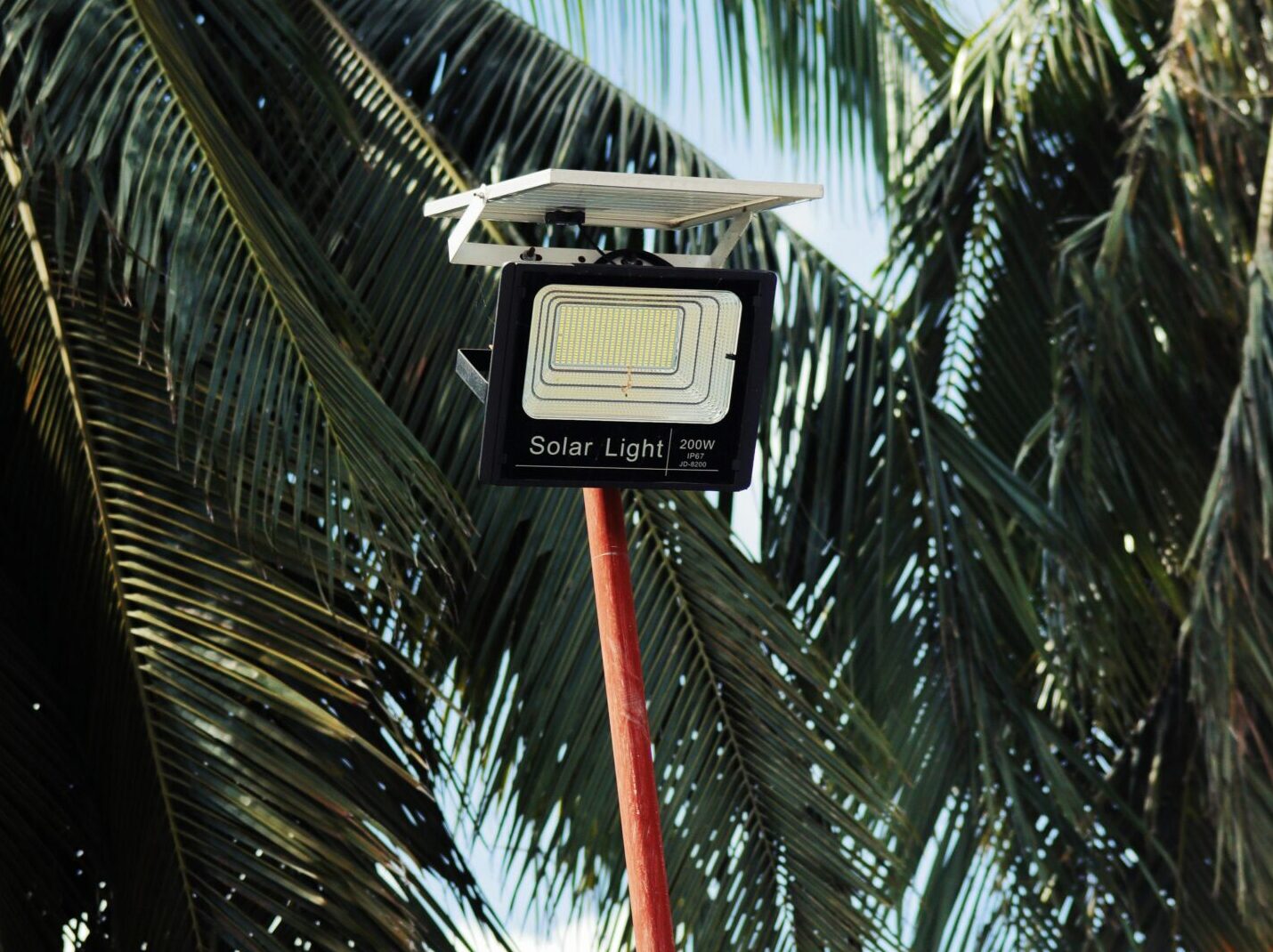 Solar light on sunny balcony