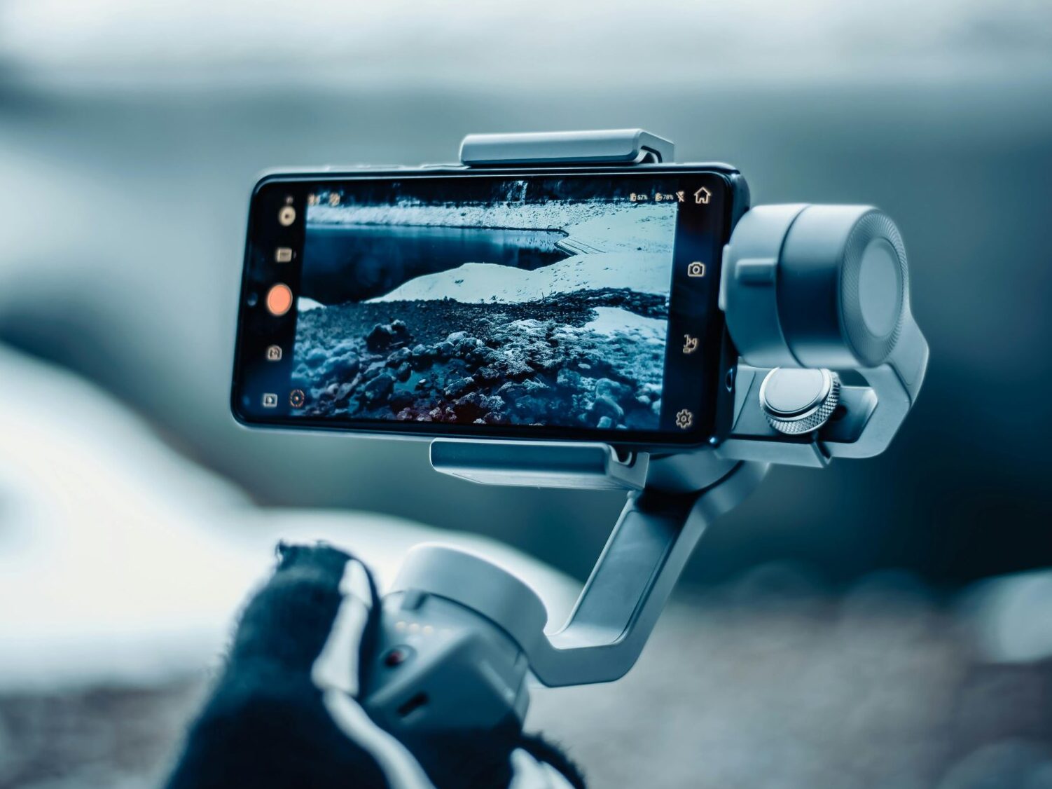 Action camera on snow